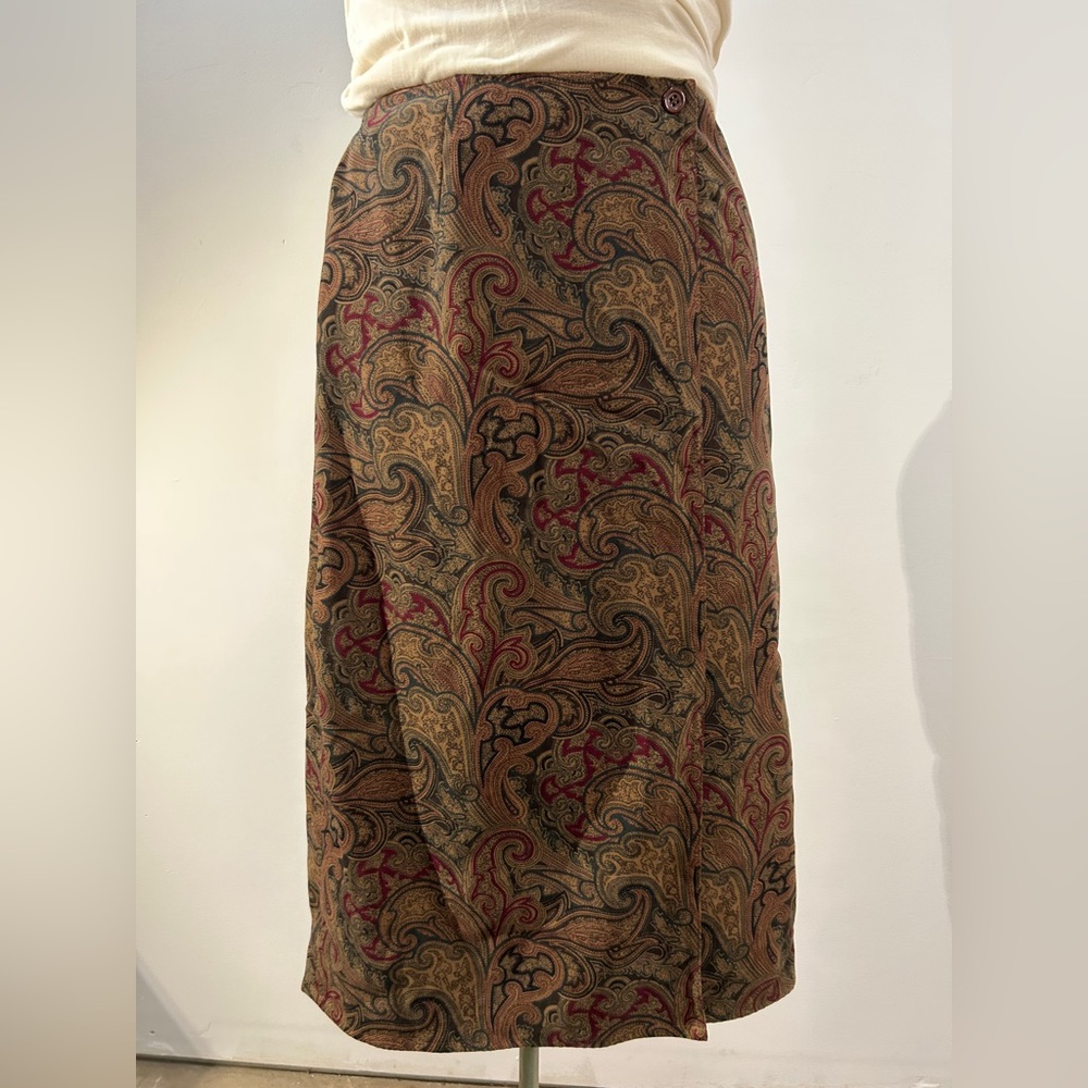 Vintage Talbots Paisley Midi Wrap Skirt - women’s size 2 - Picture 2 of 16